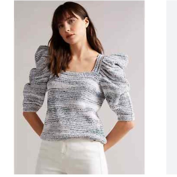 Ted Baker Tops - NWT Ted Baker London Aspel Cotton Puff Sleeves Detailed Sweater